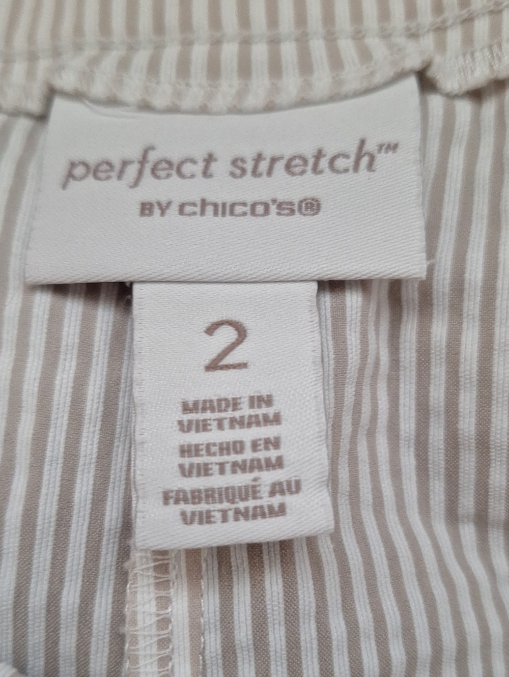 Chico's Perfect Stretch, Beige Pin-Stripe Sz 2 (US M/10) - Picture 5 of 8
